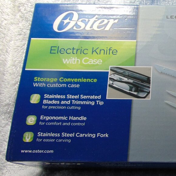 New Oster Electric Knife with Case and Stainless Steel Carving Fork - Picture 1 of 4